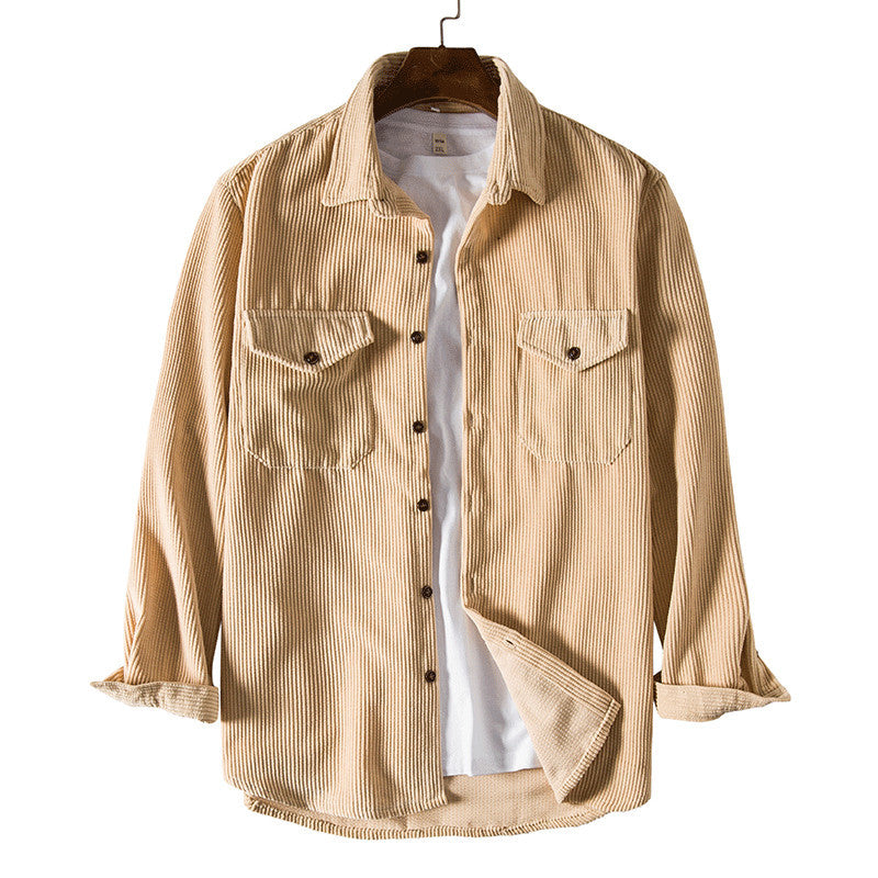 Men's Long Sleeve Padded Corduroy Retro Shirt