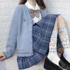 2024 Girls' Long Sleeve V-neck Knitted Sweater Cardigan