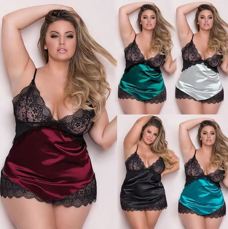 Plus Size Multicolor Lace Nightdress Home Lingerie