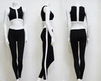 Black and White Sport Bra Set for Yoga and Running