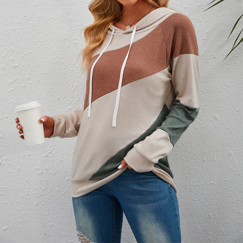 Loose Hooded Sweatshirt with Contrast Panel Design | Streetwear