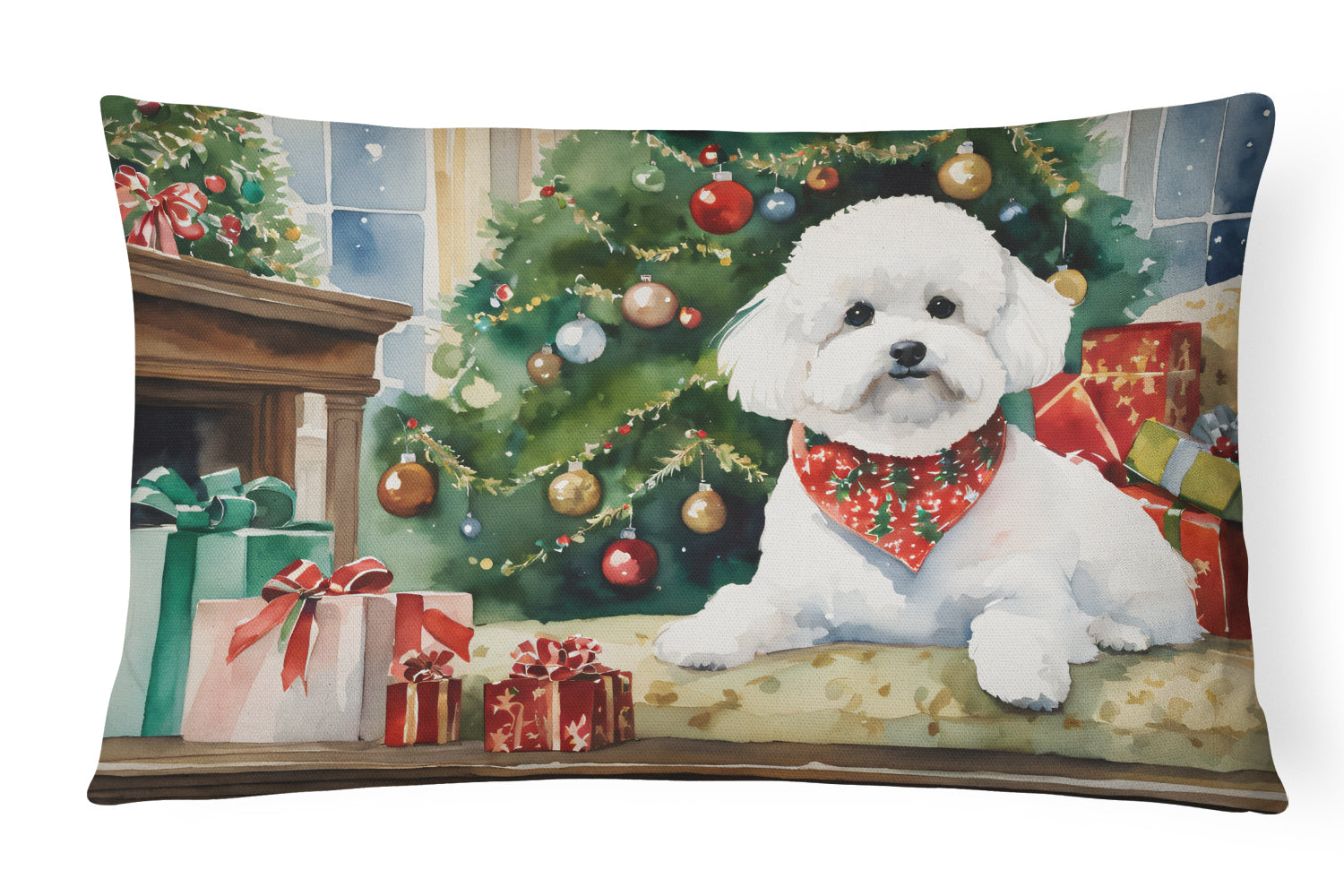 Bichon Frise Cozy Christmas Throw Pillow