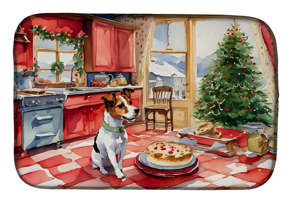Jack Russell Terrier Christmas Cookies Dish Drying Mat