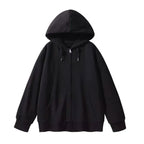Jielur Solid Color Comfortable Women's Zip-Up Hoodie | Streetwear