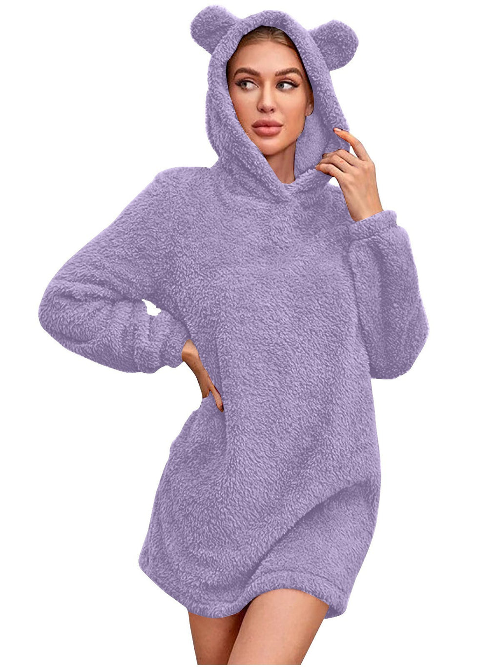Cartoon Hooded Coral Fleece Home Sweater