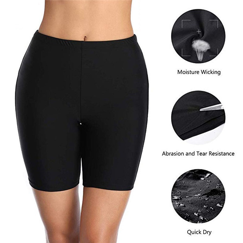 Women's Black Swim Boy Shorts / Swim Bottoms