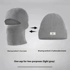 Men's Outdoor Thickened Warm Wool Hat Mask Dual-use | Embroidered Cap