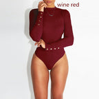 Women's Long-Sleeved Slim Casual Stretch Bodysuit