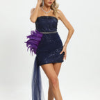 Casual Sequin Purple Irregular Tube Top Dress