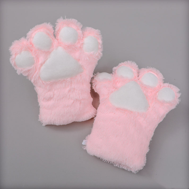 Japanese Cute Plush Cat Paw Gloves for Cosplay