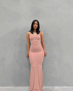 Solid Color Sleeveless Sling Long Dress