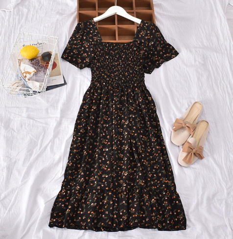 Floral Off-Shoulder Dress with Flared Hem for Women