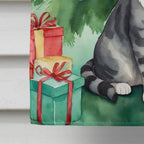 German Rex Cat By the Christmas Tree House Flag