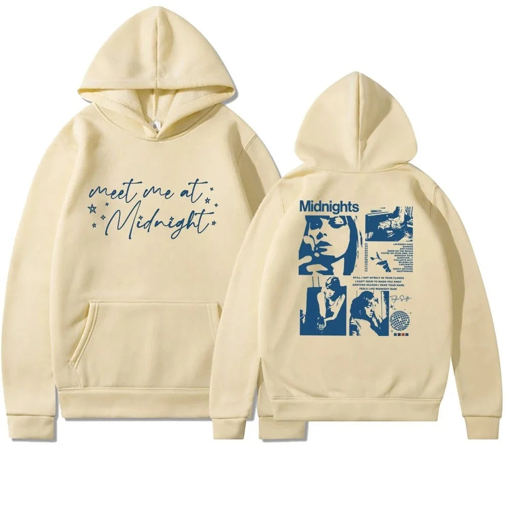 2024 Pure Cotton Midnight Hoodie with Retro Print | Streetwear