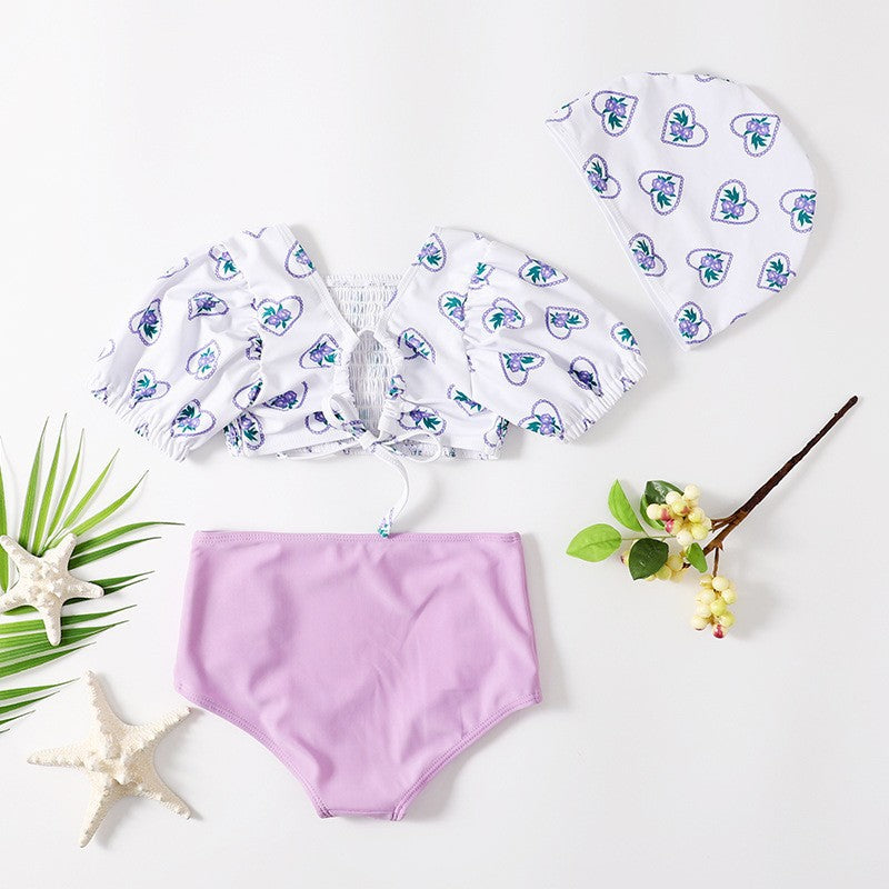 Cute Cartoon 3-Piece Girls' High-Quality Swimsuit Set
