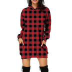Women's Hooded Long Sleeve Plaid Sweatshirt | Streetwear