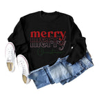 Christmas Letter Print Loose Long Sleeve Sweater for Girls