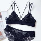 French Triangle Cup Lace Bra Set with Breathable Design