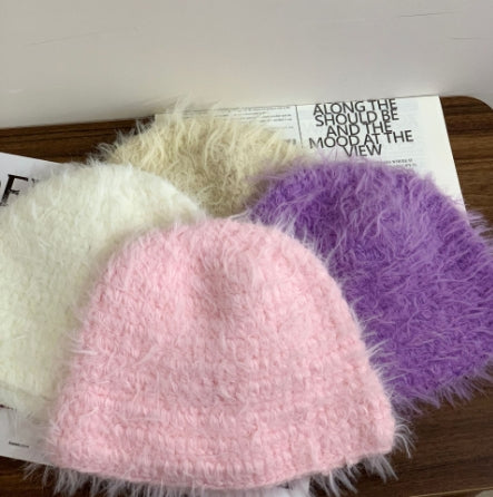 Korean Soft Waxy Long Wool Knitted Baotou Hat | Embroidered Cap