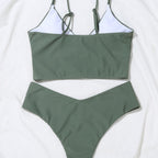 2022 New Women's Sexy Solid Color V-Neck Bikini Set