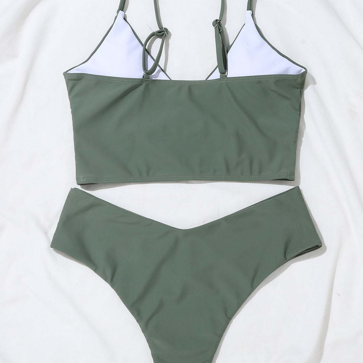 2022 New Women's Sexy Solid Color V-Neck Bikini Set