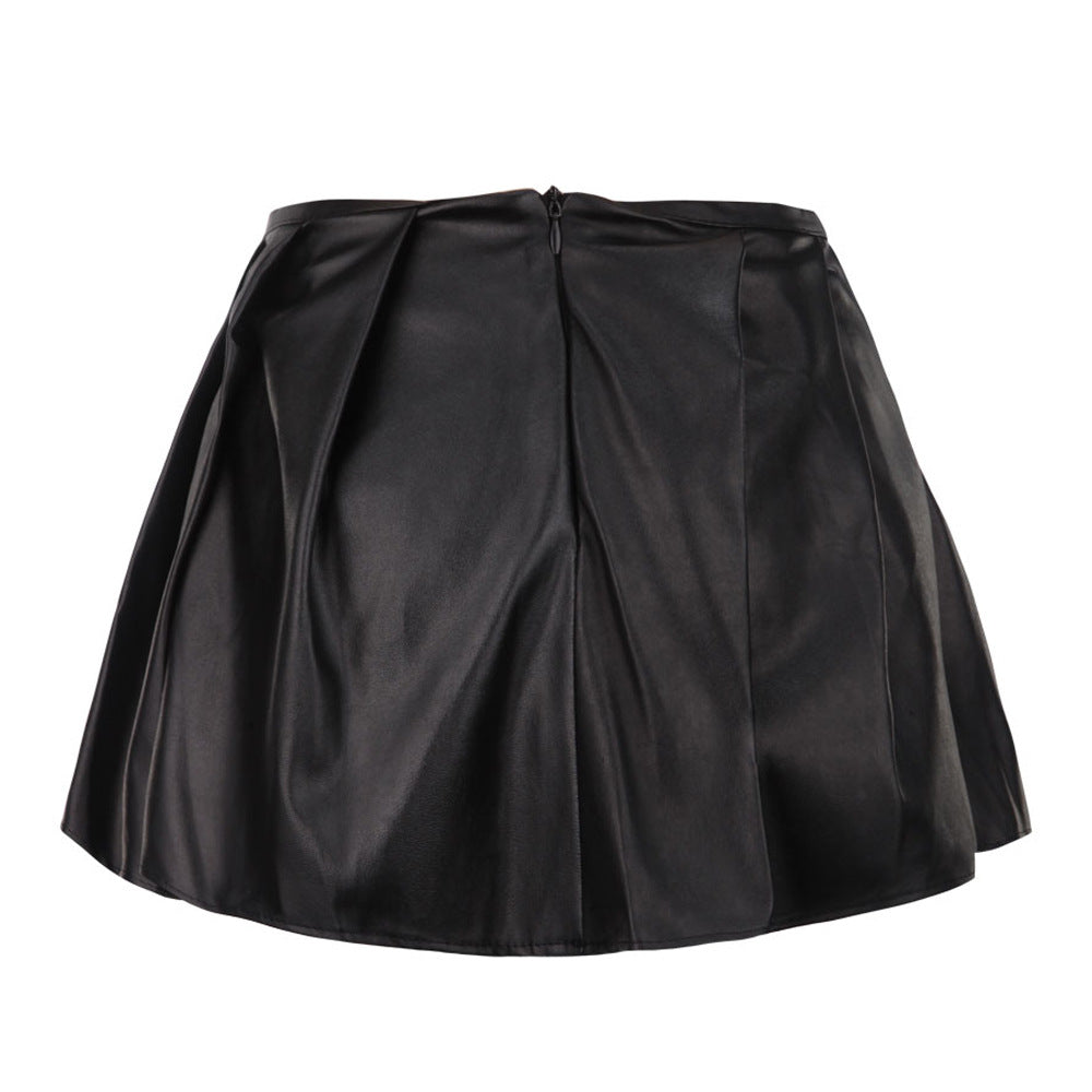 European Leather Waist Support Corset with Skirt Set