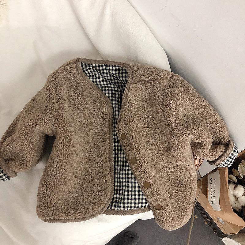 Children's Thickened Warm Reversible Checkered Coat