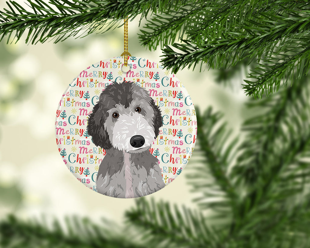 Doodle Silver #1 Christmas Ceramic Ornament
