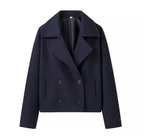 Casual Lapel Double Breasted Woolen Coat Top