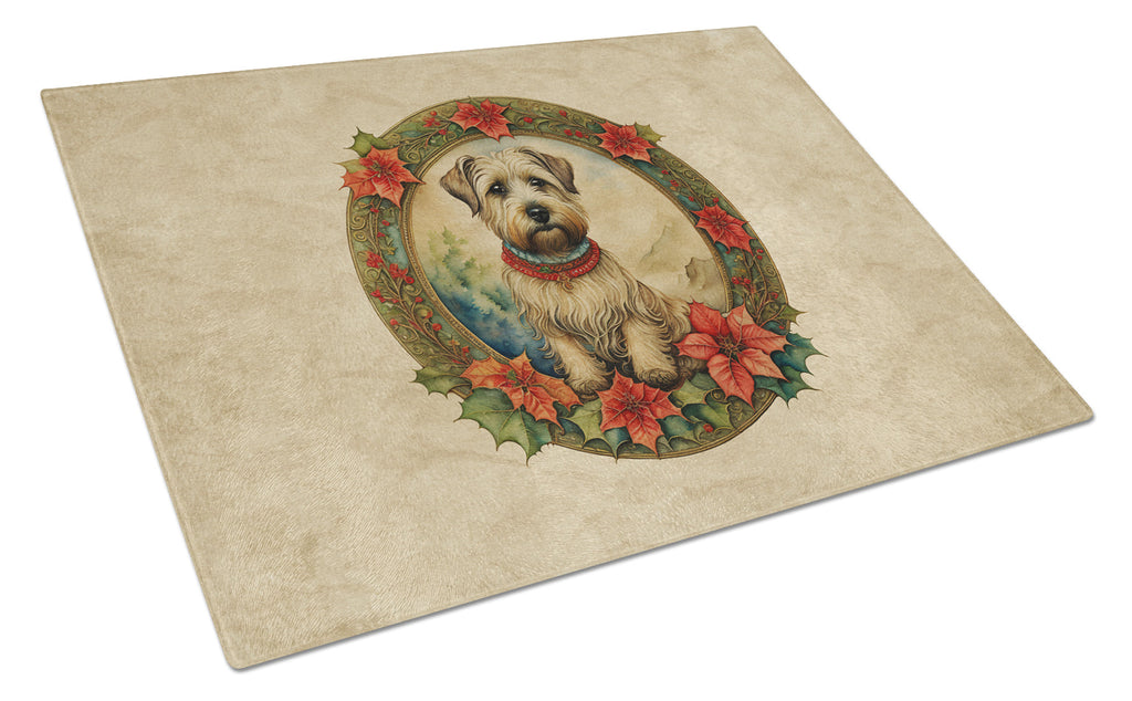 Glen of Imaal Terrier Christmas Flowers Glass Cutting Board