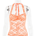 Summer Lace Spliced Halter Top for Women 2023