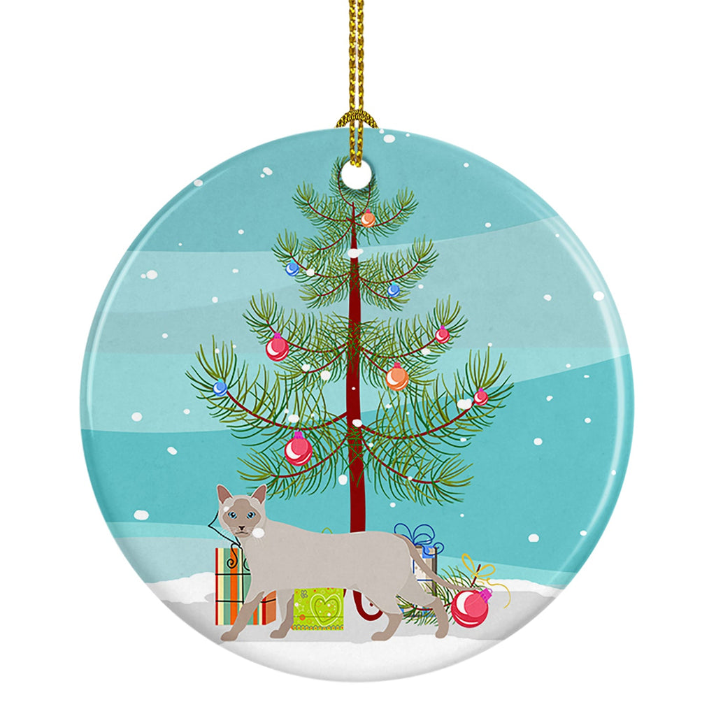 Thai Lilac Cat Christmas Ceramic Ornament