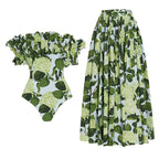 2024 Women's Ruffled Bikini Set with Hydrangea Design