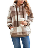 Women's Plaid Long-sleeved Hooded Plush Sweater