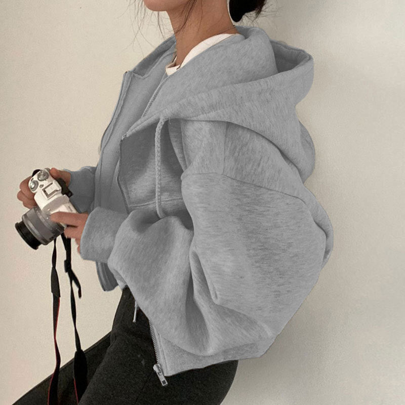 Women's Long Sleeve Hoodie with Zipper Pocket | Streetwear