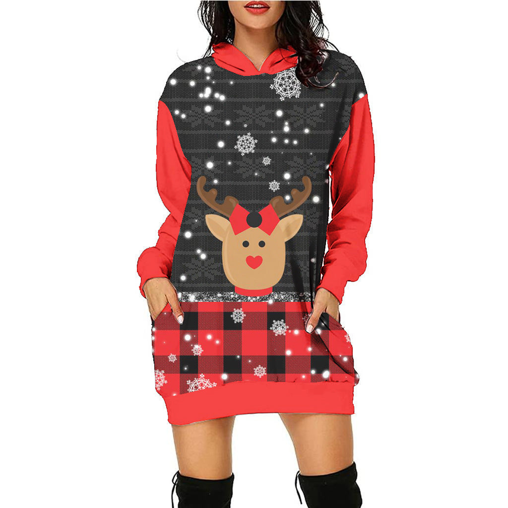 Women's Casual Printed Christmas Sweater Dress