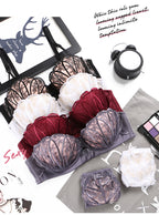 Lace Embroidered Wireless Bra and Lingerie Set