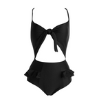 Korean High-Waist Slimming Bikini with Bow Swimwear