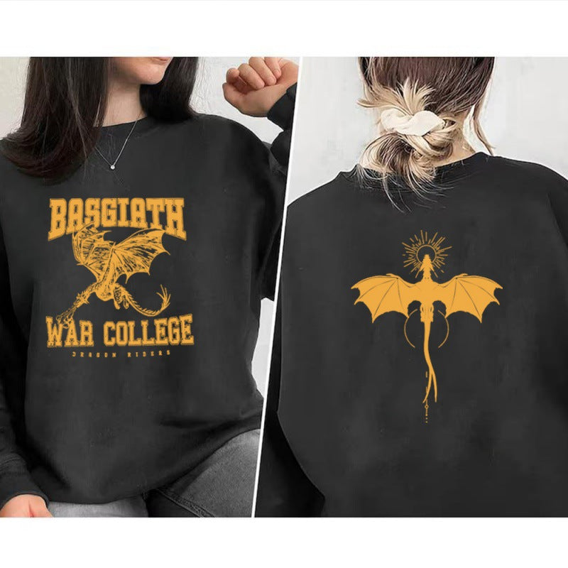 Vintage Fourth Wing Dragon Rider Sweatshirt with Prints | Streetwear