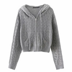 Hooded Twist Knitted Cardigan Coat For Women