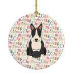 Merry Christmas Bull Terrier Black White Ceramic Ornament