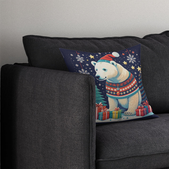 Polar Bear Christmas Throw Pillow