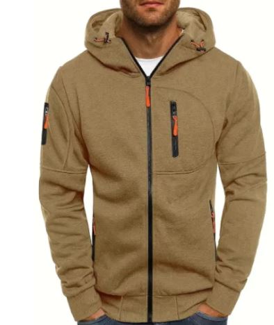 Men's Fleece Color Hoodie Zip Front Hooded Sweatshirt | Streetwear