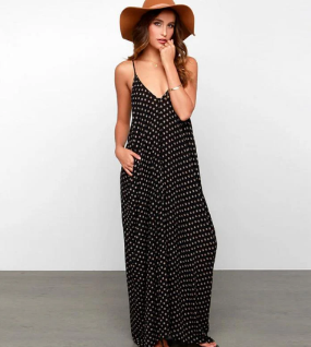 Anastasie Polka Dot Pocket Maxi Dress (One Piece)