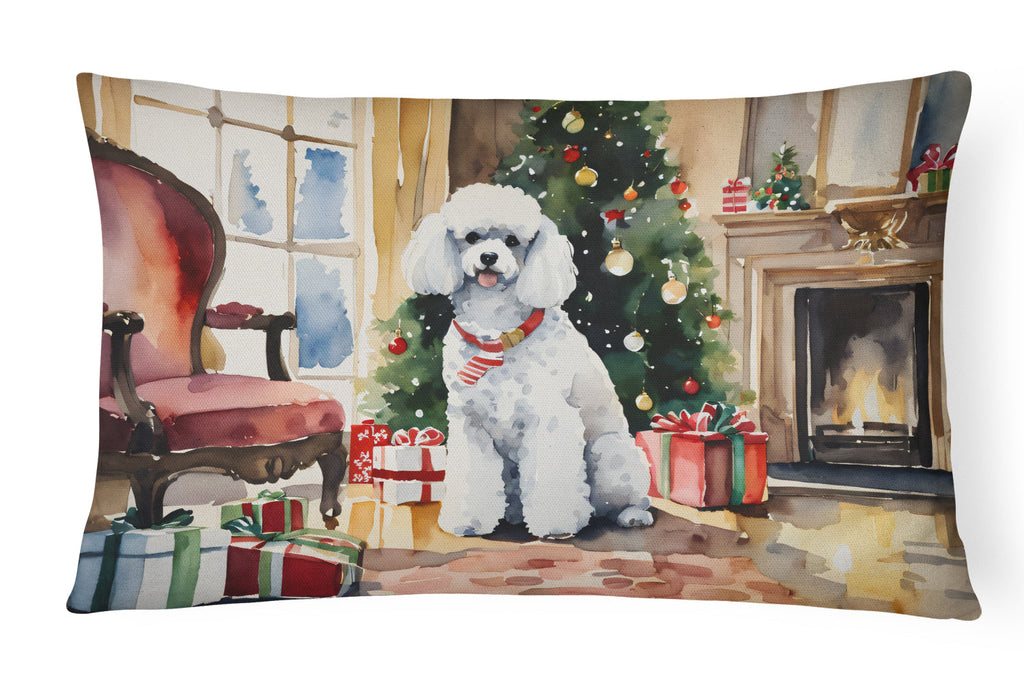 Poodle Cozy Christmas Throw Pillow