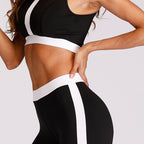 Black and White Sport Bra Set for Yoga and Running