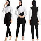 Modest Long-Sleeve Colorblock Swim Set