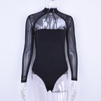 New Women's Mesh Bodysuit with Lace and Sheer Details