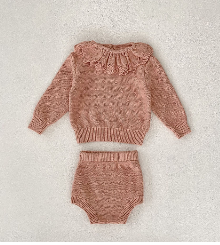 Annie Set: Long Sleeve Ruffle Top & Knit Pants (One Set)