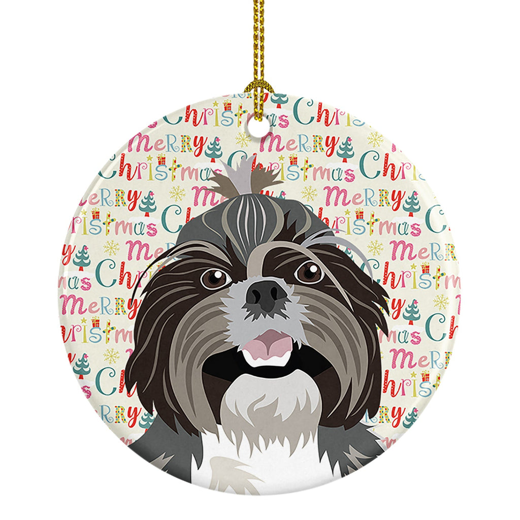 Shih-Tzu Silver and White #2 Christmas Ceramic Ornament
